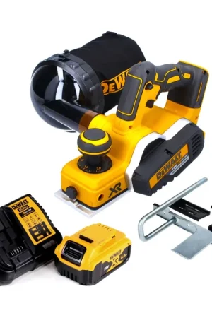 DeWalt DCP 580 P1 Raboteuse sans fil 18 V 82 mm brushless + Sac poussière DWV 9390 + 1x Batterie 5.0 Ah + Chargeur Meilleur Choix