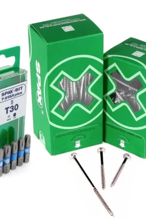 Livraison Express SPAX Bit T-STAR plus Set T30 - 6.4 x 25 mm - 5 pcs. + HI.FORCE Flat Head Screw 6.0 x 60 mm - 100 pcs. (5000009182309) (0251010601605)