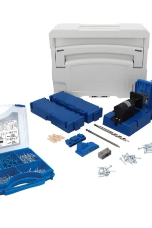 Expédié Aujourd'hui KREG Jig K5 (K5-EUR-SYS) Gabarit de perçage système de connexion bois trou de poche + Gabarit de perçage K5 + Socle + Accessoires + Jeu de vis - 675 pièces + Coffret systainer