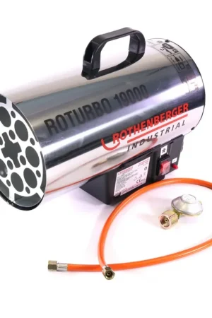 Rothenberger Industrial RoTurbo 19000 Canon à chaleur + Allumeur piézo-électrique + Tuyau + Régulateur ( 15000051 ) Flamme 980 °C Authentique