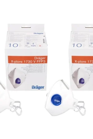 Dräger X-plore 1730 V Masques de protection respiratoire FFP3 NR D - 20 pièces (2x 3951088) taille universelle filtrante FFP3 avec respirateur à valve CoolMAX Vente Flash