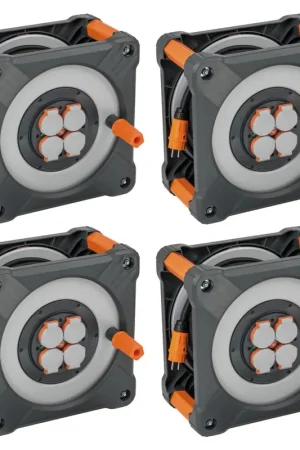 Retour Gratuit Brennenstuhl professionalLINE jeu de 4 enrouleurs de câble BQ avec protection (4x 9201500200) 50 m
