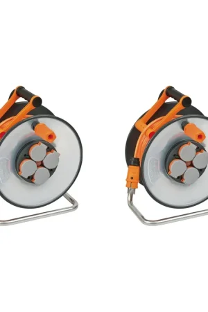 Jusqu'à Épuisement Des Stocks Brennenstuhl professionalLINE - 2x Enrouleurs de câble SteelCore 50 m IP 44 (2x 9191500200) H07BQ-F 3G1.5