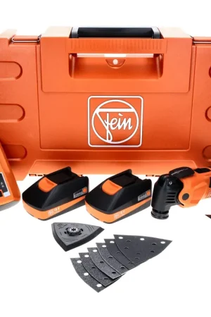 Dernier Modèle FEIN MultiMaster AMM 500 PLUS C Machine oscillante sans fil Starlock Plus 18 V + 2x Batteries 3 Ah + Chargeur + Coffret + Set de plaques de ponçage