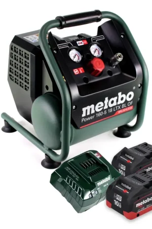 Metabo Power 160-5 18 LTX BL OF compresseur sans fil 18 V 8,0 bar sans brosse + 2x batterie 10,0 Ah + chargeur de batterie Vente Flash