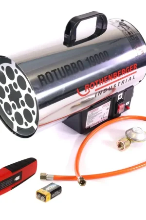 Rothenberger Industrial RoTurbo 19000 Canon chauffant + Allumage piezo + Tuyau + Régulateur (1500000051) + Jauge de niveau RoGas (1500003369) Prix Promo