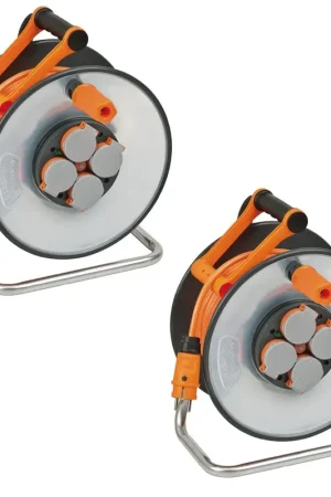 Retour Gratuit Brennenstuhl professionalLINE Enrouleurs de câble - 2x pièces SteelCore 33 m IP 44 (2x 9192330200) H07BQ-F 3G2.5