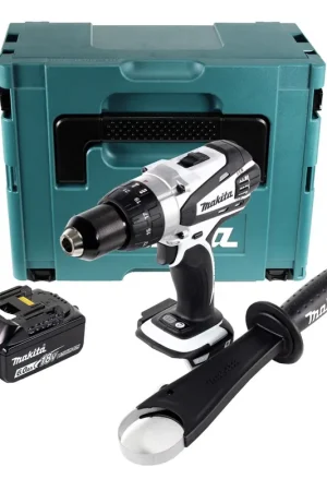 Authentique Makita DDF 458 G1J W perceuse-visseuse sans fil 18 V 91 Nm blanc + 1x batterie 6,0 Ah + Makpac - sans chargeur