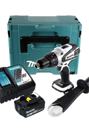 Populaire Makita DDF 458 RG1J W perceuse-visseuse sans fil 18 V 91 Nm blanc + 1x batterie 6,0 Ah + chargeur + Makpac