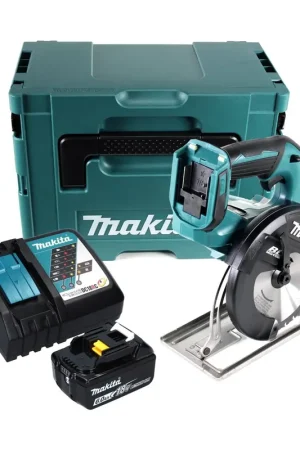 Certifié Makita DCS 551 RG1J scie circulaire à métaux sur batterie 18 V 150 mm sans balais + 1x batterie 6,0 Ah + chargeur + Makpac