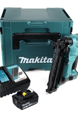 Makita DBN 600 RG1J cloueuse à tête d'emballage avec batterie 18 V + 1x batterie 6,0 Ah + chargeur + Makpac Populaire