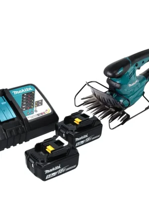 Livraison Express Cisaille à gazon sur batterie Makita DUM 168 RT 18 V + 2x batteries 5,0 Ah + chargeur
