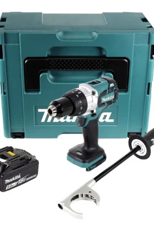 Makita DDF 481 T1J Perceuse-visseuse sans fil 18 V 115 Nm Brushless + 1x Batterie 5.0 Ah + Coffret Makpac - sans chargeur Achat Immédiat