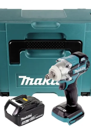 Makita DTW 285 T1J Visseuse à chocs sans fil 18 V 280 Nm 1/2" Brushless + 1x Batterie 5.0 Ah + Coffret Makpac - sans chargeur Achetez Aujourd'hui