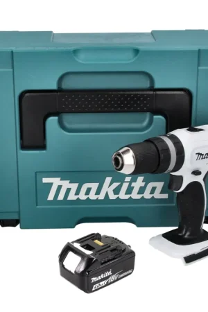 Achetez Aujourd'hui Makita DHP 453 M1J W perceuse à percussion sans fil blanc 18 V 42 Nm + 1x batterie 4,0 Ah + Makpac - sans chargeur