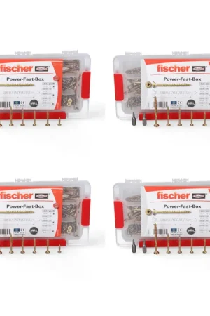 Jusqu'à Épuisement Des Stocks Fischer Power-Fast Box Set - 4x 245 Pièces 3,5 - 5 mm (4x 667005) tête fraisée avec double filetage Torx, zingué, passivé jaune