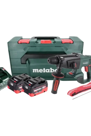 Metabo KHA 18 LTX Marteau sans fil 2,2 J 18V SDS Plus + 2x Batteries 8,0 Ah + Chargeur + Coffret MetaBOX Populaire