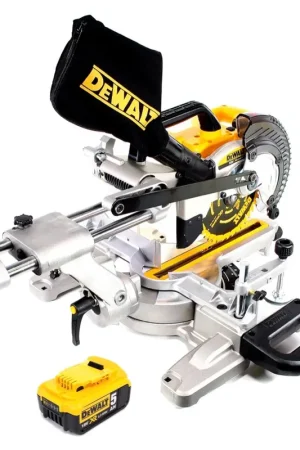 Scie à tronçonner et à onglets sur batterie DeWalt DCS 365 N 18 V 184 mm + 1x batterie 5,0 Ah - sans chargeur Remise