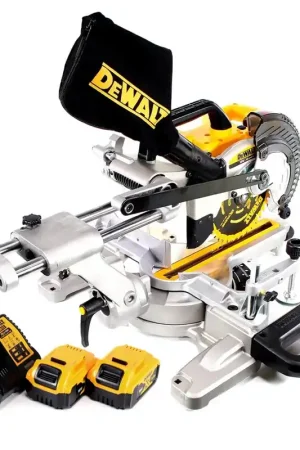 Soldes Scie à tronçonner et à onglets sur batterie DeWalt DCS 365 P2 18 V 184 mm + 2x batteries 5,0 Ah + chargeur