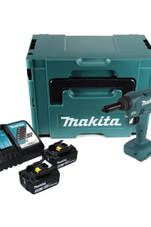 Top Vente Makita DRV 250 RTJ Outil de pose de rivets aveugles sans fil 18 V 20 kN brushless + 2x Batteries 5.0 Ah + Chargeur + Makpac