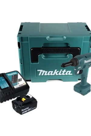 Meilleure Vente Makita DRV 250 RG1J Outil de pose de rivets aveugles 18 V 20 kN brushless + 1x Batterie 6.0 Ah + Chargeur + Makpac