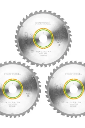 Offre Spéciale Festool Jeu de lames de scie circulaire universelles 3x HW 216 x 30 x 2,3 mm W36 216 mm 36 dents ( 3x 500124 )