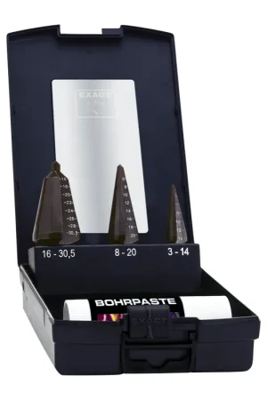 Affaire À Saisir Exact Set de forets perce-tôle HSS VAP 3,0 - 30,5 mm, 3 pcs. + Pâte de forage ( 05209 )