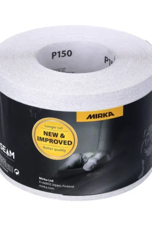 Prix Choc Mirka BASECUT Rouleau de papier abrasif 115 mm x 50 m, P150, Papier abrasif universel ( 2251100115N )