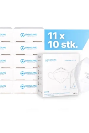 Promotion Shengang Masques 110x FFP2 certifié CE conforme à la pharmacie protection de la bouche et du nez 5 couches ISO9001: 2015 / EN149 2001 A1: 2009