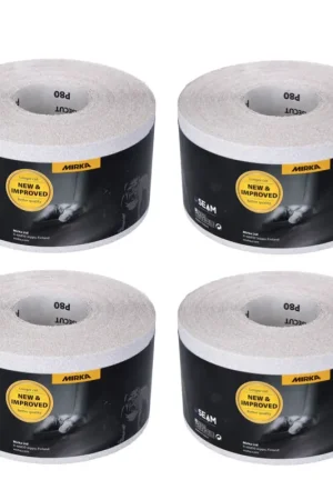 Offre Spéciale Mirka BASECUT Rouleaux de papier abrasif 115 mm x 50 m, P80, 4 pcs. Papier abrasif universel ( 4x 2251100180N )