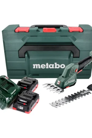 Cisaille à gazon et arbustes sans fil Metabo SGS 18 LTX Q 18 V + 2x batteries 4,0 Ah + chargeur + métaBOX Satisfait Ou Remboursé