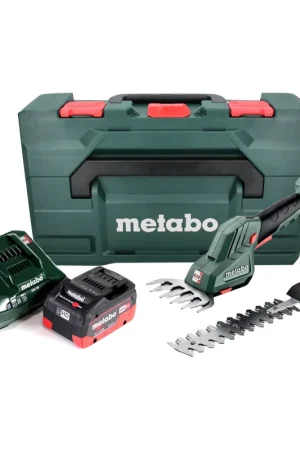 Cisaille à gazon et arbustes à batterie Metabo SGS 18 LTX Q 18 V + 1x batterie 5,5 Ah + chargeur + métaBOX Haute Qualité