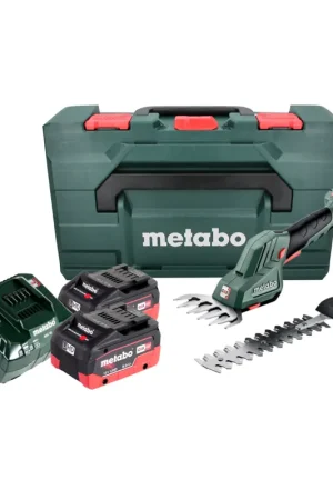 Meilleur Prix Cisaille à gazon et arbustes sans fil Metabo SGS 18 LTX Q 18 V + 2 batteries 8,0 Ah + chargeur + métaBOX