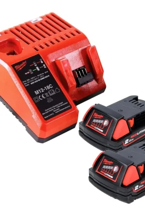 Milwaukee M18 B2 Batteries 18 V - 2x pièces 2,0 Ah (2x 4932430062) + Chargeur M12-18C 12-18 V (4932352959) Vente Directe