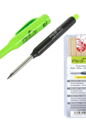 Pica DRY Longlife Automatic Pen Marqueur pour trous profonds (3030) + kit de recharge - 10 pièces jaune soluble dans l'eau (4032) Meilleur Prix
