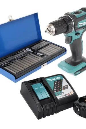 Makita DDF 482 RF1 Perceuse-visseuse sans fil 62Nm 18V + 1x Batterie 3,0Ah + Chargeur + Set d'embouts - 40 pcs. Nouvel Arrivage