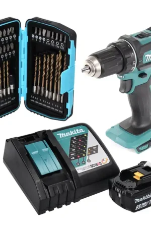 Makita DDF 482 RF1 Perceuse-visseuse sans fil 62Nm 18V + 1x Batterie 3,0Ah + Chargeur + Set de forets - 40 pcs. Nouvelle Collection