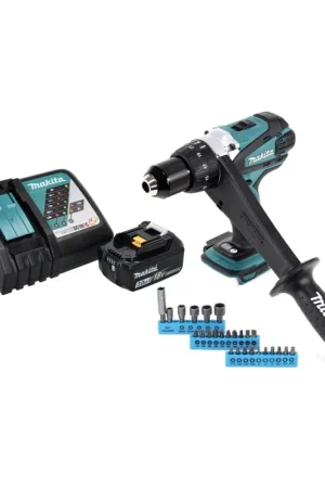 Vente Flash Makita DDF 458 RF1 Perceuse-visseuse sans fil 18 V 91 Nm + 1x Batterie 3,0 Ah + Chargeur + Jeu d'embouts - 26 pièces