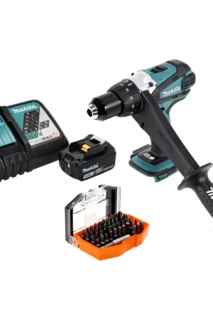 Pas Cher Makita DDF 458 RF1 Perceuse-visseuse sans fil 18 V, 91Nm + 1x Batterie 3,0 Ah + Chargeur + Set d'embouts, 44 pcs.