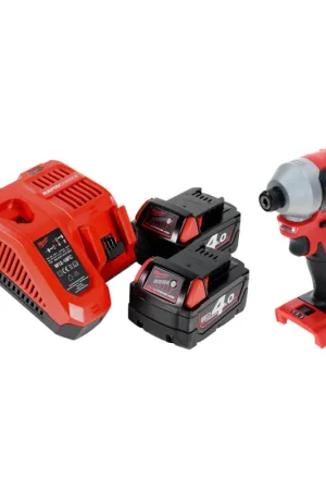 Milwaukee M18 BLID2-402FC Visseuse à choc sans fil 180Nm 1/4" Brushless 18V + 2x Batteries 4,0Ah + Chargeur Usine Directe