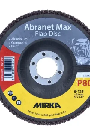 Expédié Aujourd'hui Mirka Abranet Max Disque à lamelles T29 set 125 mm 22 mm ALOX 80 40 pièces (40x 8896700180) disque dentelé pour aluminium, matériaux composites, peinture