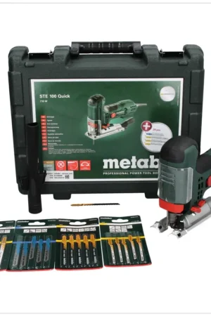 Commander Maintenant Metabo STE 100 Quick 710 W Scie sauteuse (601100900) + 21x Lames de scie sauteuse + Buse d'aspiration + Verre de protection + Mallette