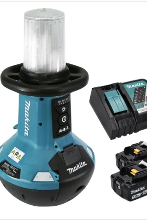 Makita DML 810 RT Lampe LED sans fil 18 / 36 V ( 2 x 18 V ) 5500 lm IP54 + 2 batteries 5,0 Ah + chargeur Usine Directe