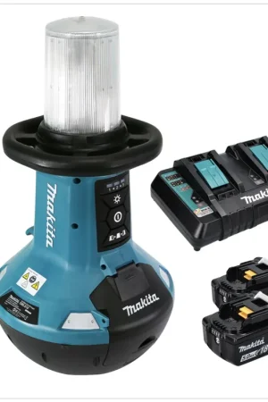 Lampe LED sans fil Makita DML 810 PT 18 / 36 V ( 2 x 18 V ) 5500 lm IP54 + 2 batteries 5,0 Ah + double chargeur Prix Cassé