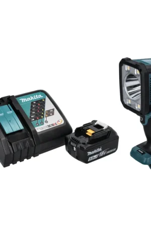 Meilleur Choix Makita DML 812 RT1 Lampe torche à LED 18 V 1250 lm + 1x batterie 5,0 Ah + chargeur