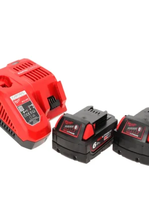 Promotion Milwaukee M18 NRG-602 Set de démarrage : 2x Batteries 6,0 Ah / 6000 mAh 18V + Chargeur (4932451079) (2x 4932451244)