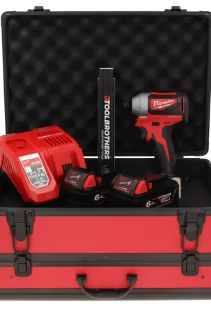 Prix Réduit Milwaukee M18 BLID2-602FC TX Visseuse à percussion sans fil 180Nm 1/4" 18V Brushless + 2x Batteries 6,0 Ah + Chargeur + Mètre pliant + Coffret TX