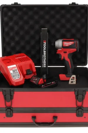 Milwaukee M18 BLID2-201FC TX Visseuse à percussion sans fil 180 Nm 1/4" 18V Brushless + 1x Batterie 2,0 Ah + Chargeur + Coffret TX + Mètre pliant Must-Have