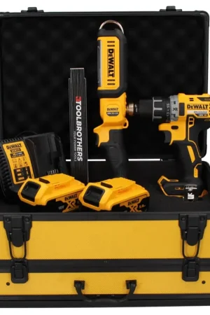 Pas Cher Perceuse-visseuse sans fil DeWalt DCD 791 P2 TX 18 V 70 Nm sans balais + lampe à batterie DCL 050 18 V + 2x batteries 5,0 Ah + chargeur + mètre pliant + mallette TX