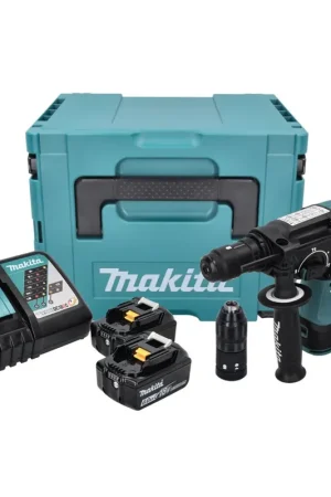 Soldes Makita DHR 243 RGJ Perforateur sans fil 18 V 2,0 J SDS plus Brushless + 2x Batteries 6,0 Ah + Chargeur + Makpac